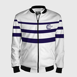Бомбер мужской FIRM белая с синими полосами, цвет: 3D-черный