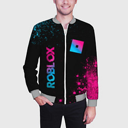 Бомбер мужской Roblox - neon gradient: надпись, символ, цвет: 3D-меланж — фото 2