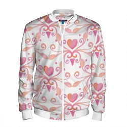 Бомбер мужской Винтажные сердечки, цвет: 3D-белый