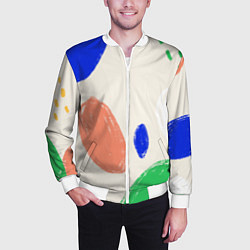 Бомбер мужской Разноцветные пятна, цвет: 3D-белый — фото 2