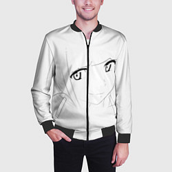 Бомбер мужской Аниме девочка скетч, цвет: 3D-черный — фото 2