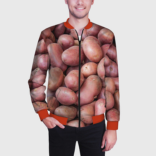 Мужской бомбер Картофельные клубни / 3D-Красный – фото 3