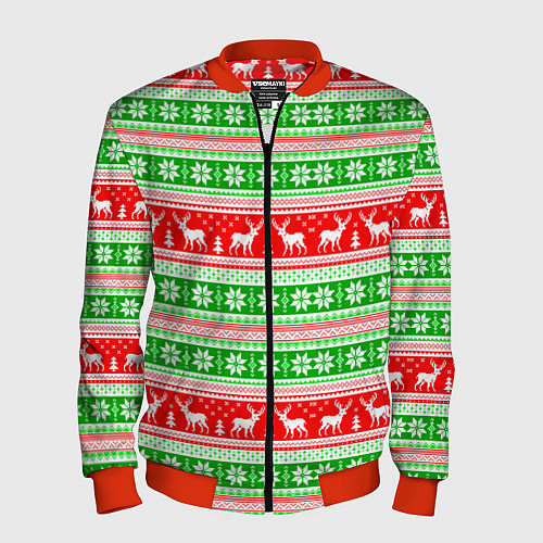 Мужской бомбер Deers patterns / 3D-Красный – фото 1