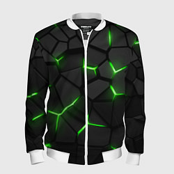 Бомбер мужской Green neon steel, цвет: 3D-белый