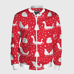 Бомбер мужской Сани, ёлочки, подарки, цвет: 3D-белый