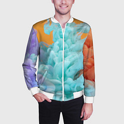 Бомбер мужской Красочный и разноцветный дым, цвет: 3D-белый — фото 2