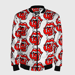 Бомбер мужской Ахегао губы с языком в стиле поп арт, цвет: 3D-черный