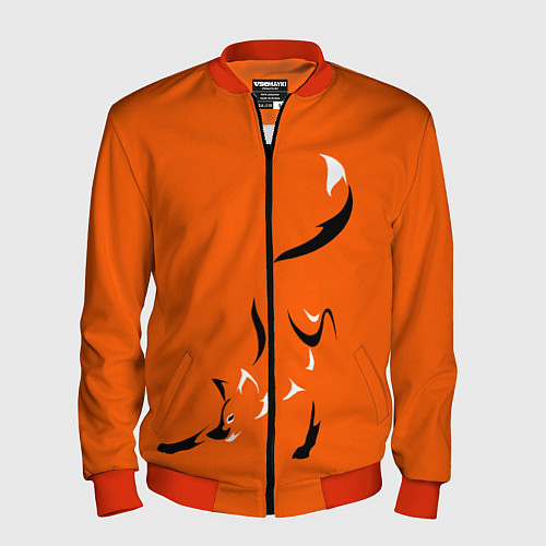 Мужской бомбер Рыжая лисица / 3D-Красный – фото 1