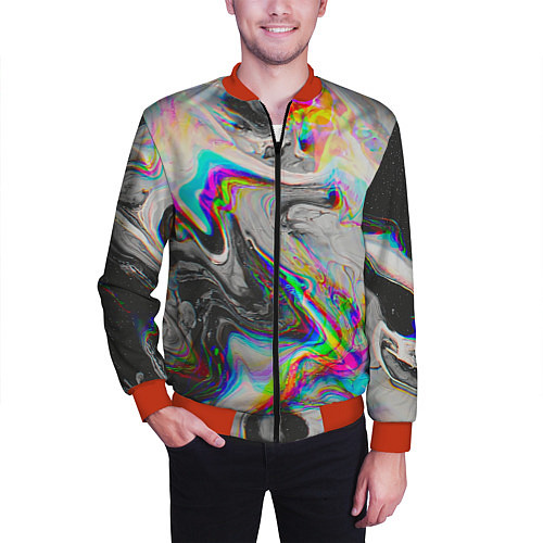 Мужской бомбер Abstract digital / 3D-Красный – фото 3