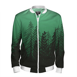 Бомбер мужской Зелёный туманный лес, цвет: 3D-белый
