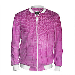 Бомбер мужской Кожа - текстура - pink, цвет: 3D-белый