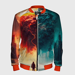 Бомбер мужской Параллельные вселенные, цвет: 3D-красный