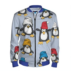 Бомбер мужской Смешные пингвины, цвет: 3D-синий