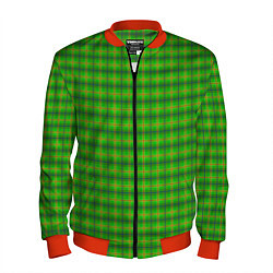Бомбер мужской Шотландка зеленая крупная, цвет: 3D-красный