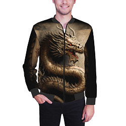 Бомбер мужской Китайский дракон с открытой пастью, цвет: 3D-черный — фото 2