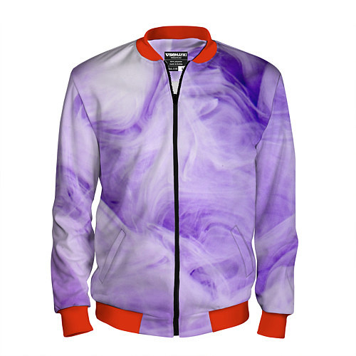 Мужской бомбер Абстрактный фиолетовый облачный дым / 3D-Красный – фото 1