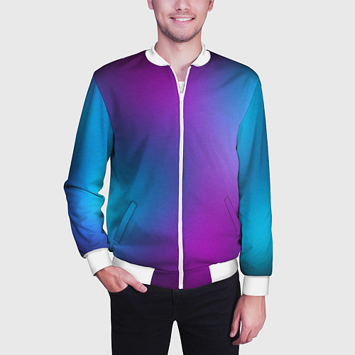 Мужской бомбер НЕОНОВЫЙ ГРАДИЕНТ / 3D-Белый – фото 3