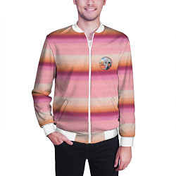 Бомбер мужской Энид Синклер с Уэнсдей Аддамс - текстура свитера, цвет: 3D-белый — фото 2