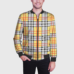 Бомбер мужской Светлые квадраты и линии, цвет: 3D-черный — фото 2