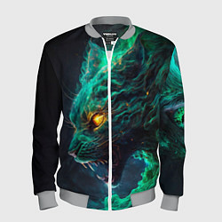 Бомбер мужской Звездный зеленый кот, цвет: 3D-меланж