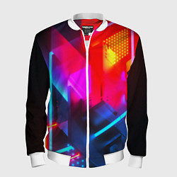 Бомбер мужской Neon stripes color, цвет: 3D-белый