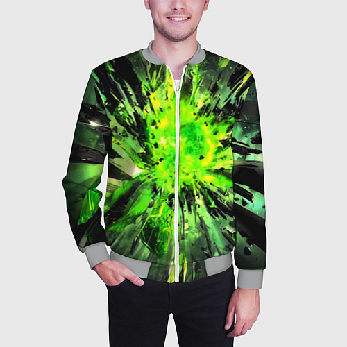 Мужской бомбер Fractal green explosion / 3D-Меланж – фото 3