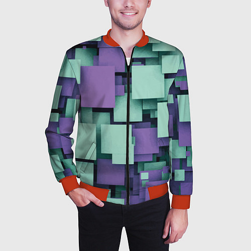 Мужской бомбер Trendy geometric pattern / 3D-Красный – фото 3