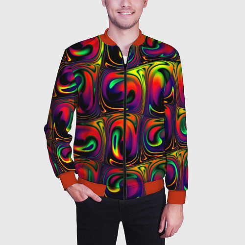 Мужской бомбер Digital abstraction paint / 3D-Красный – фото 3