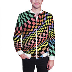 Бомбер мужской Colorful avant-garde chess pattern - fashion, цвет: 3D-белый — фото 2