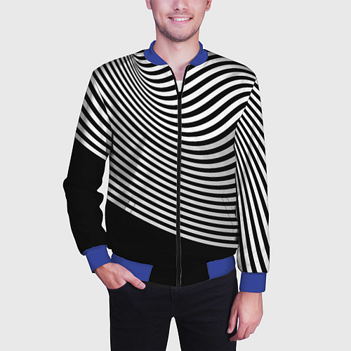 Мужской бомбер Trendy raster pattern / 3D-Синий – фото 3