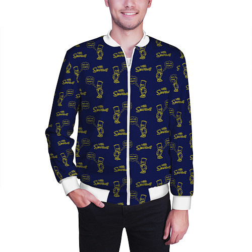 Мужской бомбер Bart pattern Eat my shorts / 3D-Белый – фото 3