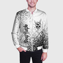 Бомбер мужской Deep Purple и рок символ на светлом фоне, цвет: 3D-белый — фото 2