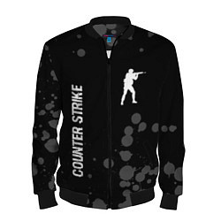 Бомбер мужской Counter Strike glitch на темном фоне: надпись, сим, цвет: 3D-черный