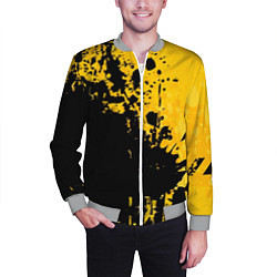 Бомбер мужской Пятна черной краски на желтом фоне, цвет: 3D-меланж — фото 2