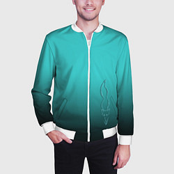 Бомбер мужской Силуэт лисы на градиентном фоне, цвет: 3D-белый — фото 2