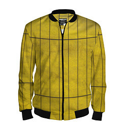 Бомбер мужской Жёлтый фон и чёрные параллельные линии, цвет: 3D-черный