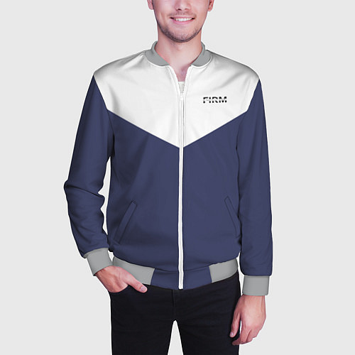 Мужской бомбер FIRM бело-синий / 3D-Меланж – фото 3