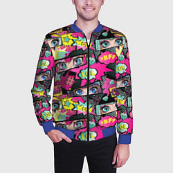 Бомбер мужской Глаза аниме-девушки: cool pattern, цвет: 3D-синий — фото 2