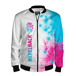 Бомбер мужской Nickelback neon gradient style: по-вертикали, цвет: 3D-черный