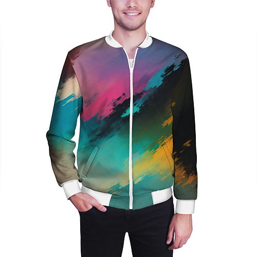 Мужской бомбер Абстрактный туман / 3D-Белый – фото 3