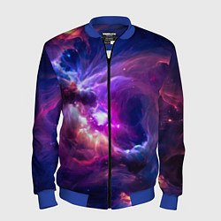 Бомбер мужской Небула в космосе в фиолетовых тонах - нейронная се, цвет: 3D-синий