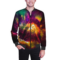 Бомбер мужской Небула в космосе разноцветная - нейронная сеть, цвет: 3D-черный — фото 2