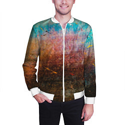 Бомбер мужской Разноцветные тени и краски, цвет: 3D-белый — фото 2