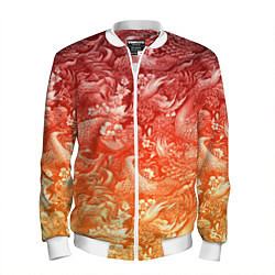 Бомбер мужской Огненная татуировка с элементами дракона, цвет: 3D-белый