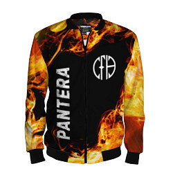 Бомбер мужской Pantera и пылающий огонь, цвет: 3D-черный