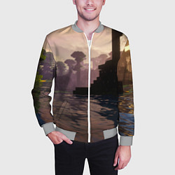 Бомбер мужской Minecraft - река в лесу, цвет: 3D-меланж — фото 2