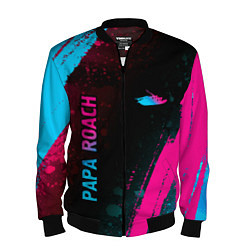 Мужской бомбер Papa Roach - neon gradient: надпись, символ