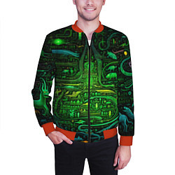 Бомбер мужской Психоделика в зеленом - нейронная сеть, цвет: 3D-красный — фото 2