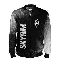 Бомбер мужской Skyrim glitch на темном фоне: надпись, символ, цвет: 3D-черный