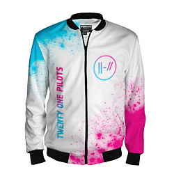 Мужской бомбер Twenty One Pilots neon gradient style: надпись, си